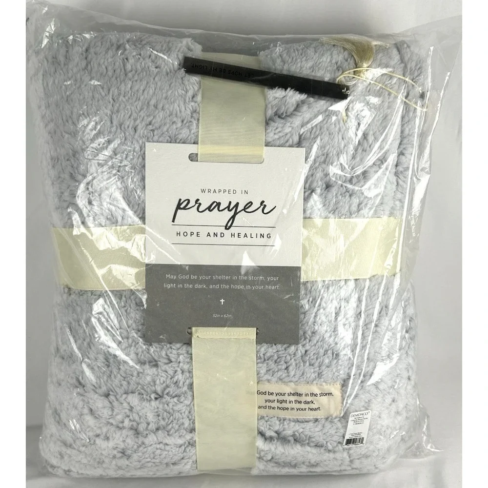 NEW Demdaco Gray Hope And Healing Prayer Blanket 52 x 62 Remembrance Throw